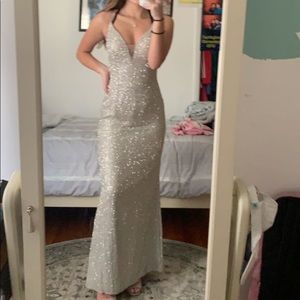 silver sherri hill prom dress #50860